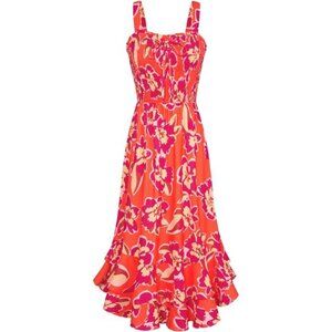Women's Summer Floral Boho Dress Square Neck 020